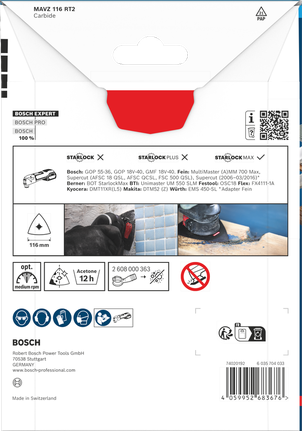 Bosch EXPERT MAVZ 116 RT2 kõvasulami lihvplaat, 116 mm.